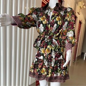 Alice + Olivia Black and Pink Floral Dress